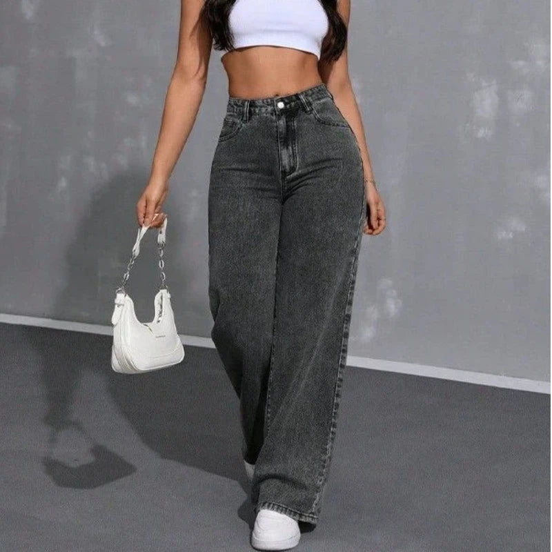 Jeans for Woman Y2k Jeans Loose Wide Leg Drag Ash Gray High Waist Vintage Streetwear Fashion Casual Trend 2025 Comfort Fit