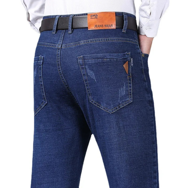Summer Thin Men's Elastic Cotton Jeans Fashion Blue | SAMAG