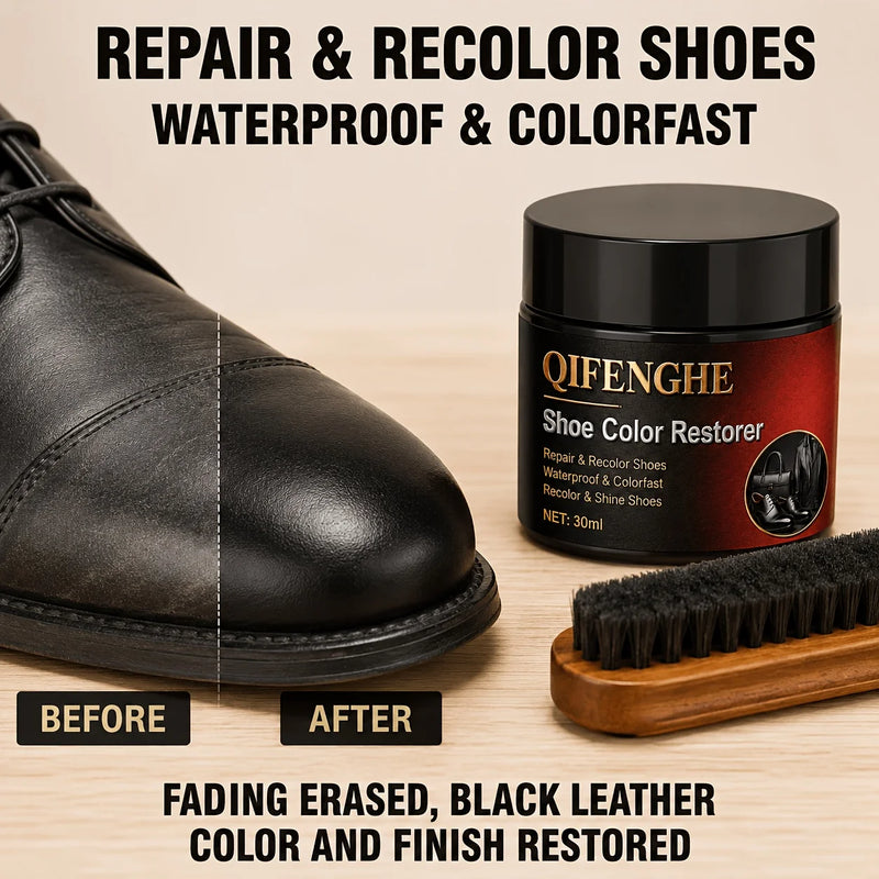 Black Shoe Color Restorer Cream, Leather Scratch Repair And Recolor Polish, Waterproof Shine for Men'S Dress Shoes