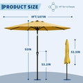 9FT Patio Market Umbrella, UPF 50+ UV Protection Outdoor | SAMAG