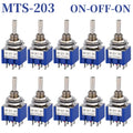 10PCS MTS-102 103 202 203 3Pins 6 Pins Mini Toggle Switch For Switching Lamp Light ON-OFF-ON /ON-ON Switch 6A 125VAC