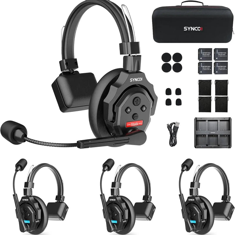 SYNCO XTALK X2 X5 2.4G Wireless Intercom Headset System 2-Person 350M 1148FT 24H Working Time Noise Reduction for Video Shooting