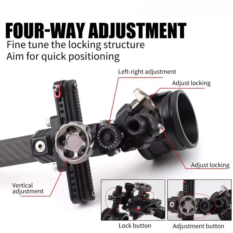 Single Pin Compound Bow Sight, Aluminum Alloy Long | SAMAG