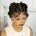 Full Lace Bantu Braided Wigs Synthetitc Short Handmade Knotless Braided Lace Wig Short Cornrow Braids Wigs for Black Women
