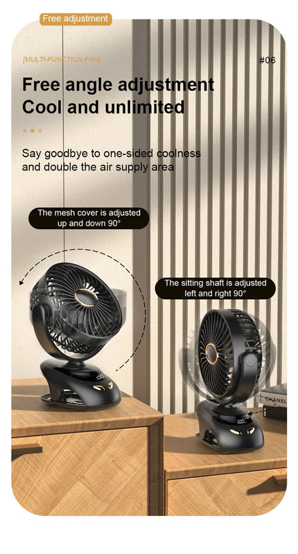 Portable Desktop Wireless Clip-on Electric Fan 2000mAh Battery Outdoor Travel Portable Electric Mini Fan for Baby Stroller Cart