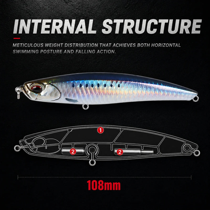 Hunthouse Shore Glide Sinking Pencil Fishing Lure 108mm | SAMAG
