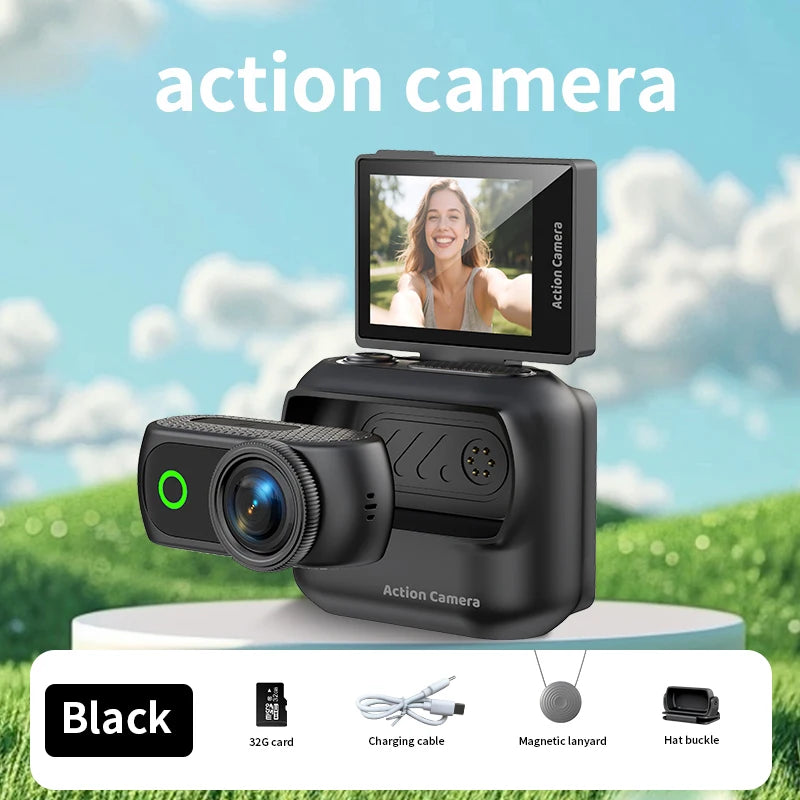 HD 1080P Mini Magnetic 2.0" Action Camera For VLOG Motorcycles Bicycle Car Sports Screen Flip Portable Detachable Action Camera
