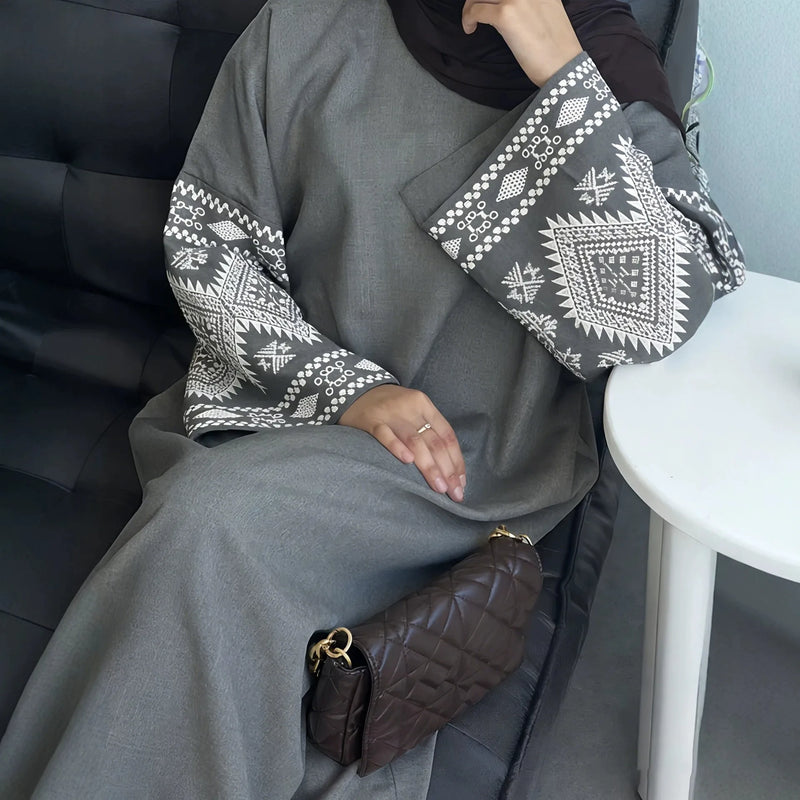 Women's Traditional Muslim Abaya Maxi Dress Boho Vintage | SAMAG