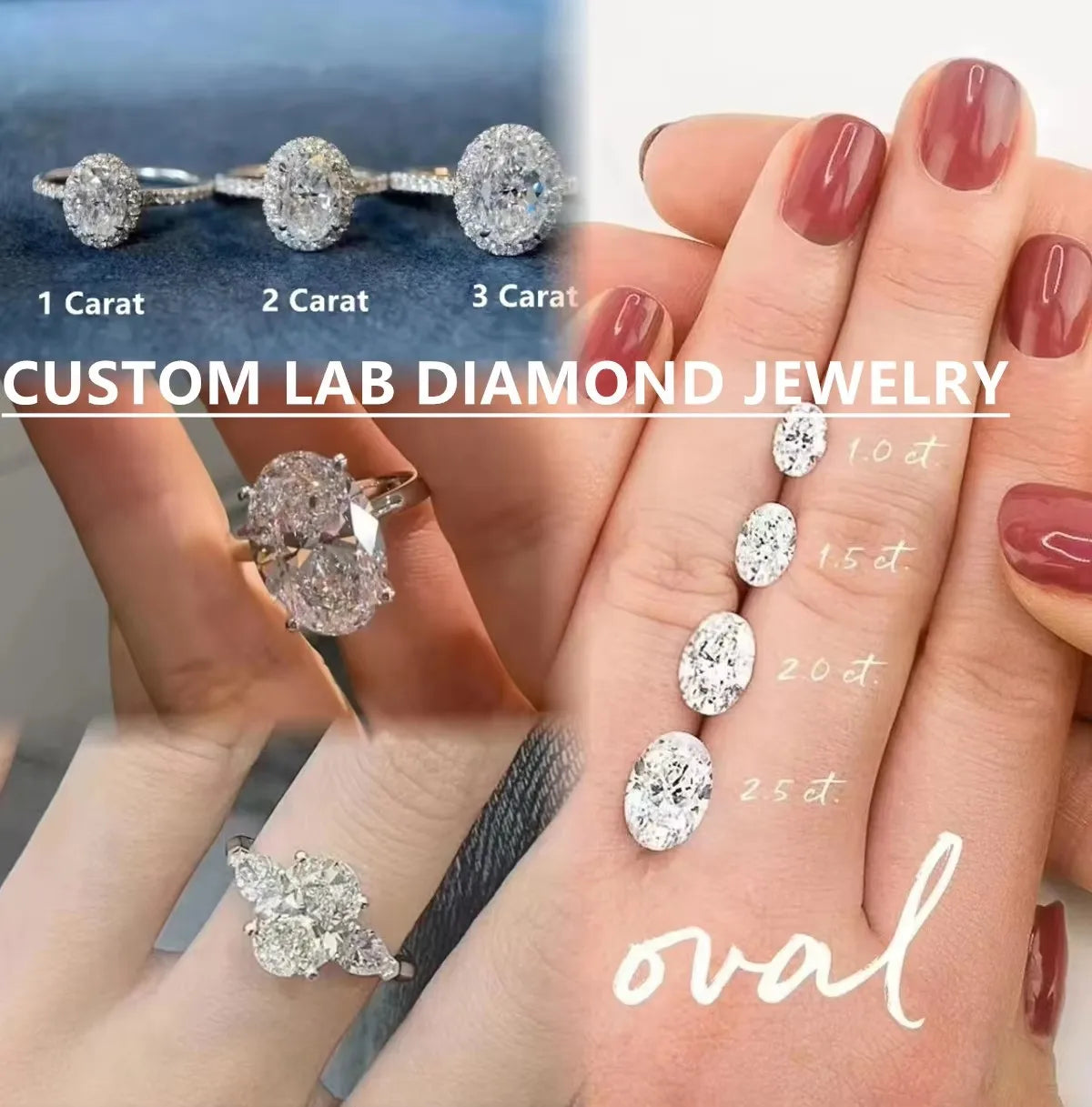 with IGI Certificate 1ct 1.5ct 2ct 3ct 5ct Oval Shape Lab Created Diamond HPHT CVD Lab Grown Diamonds Wholesales