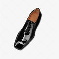 Glossy Patent Leather Dress Shoes Oxfords Square Toe Lace Up Formal Shoes for Men Wedding Office Business Ideal Gift for Men