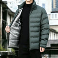 Graphene Self-heating Parka Jackets Men Solid Windproof Cotton Down Jackets Man Stand Collar Parkas Winter Padded Down Coat Male