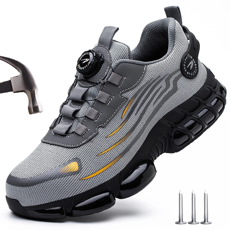Rotating Button Work Safety Shoes Men Indestructible Steel Toe Shoes Security Work Sneakers Protective Safety Boots size 47 48