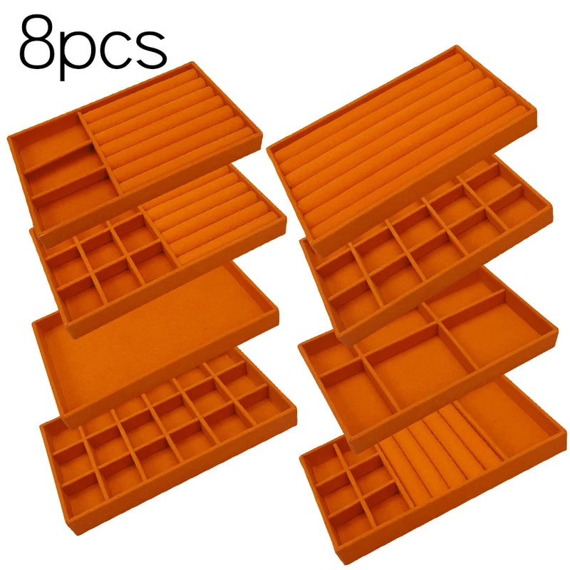 1 Set, (Including 8PCS) Flocking Jewelry Box Jewelry Tray