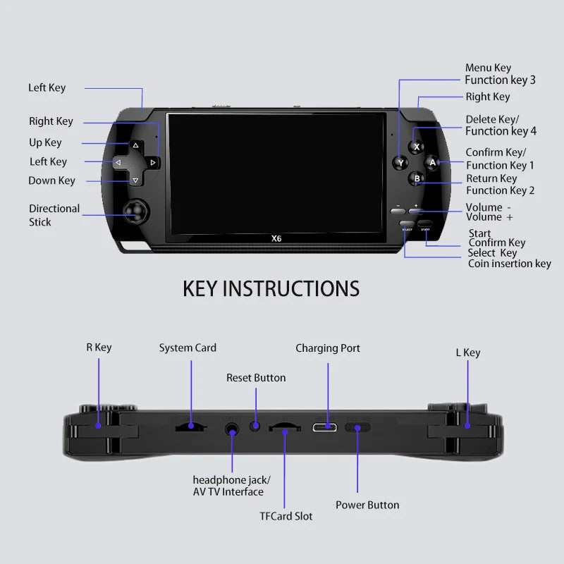 X6Handheld Retro Arcade Game Console Compact Pocket Video Game Player Portable Family Retrogaming Entertainment