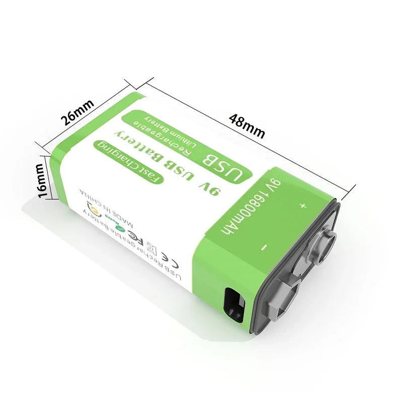 Micro USB 9V Rechargeable Li-ion Battery 16800mAh High Capacity for Multimeter, Microphone, Toy, Remote Control, KTV System