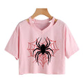Women 's Sexy Cropped T Shirt Woman Graphic Gothic Spider Printed Tshirt Spring Summer Vintage Crop Tops 90s Clothes