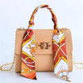 Women Girls Fashion Simplicity Solid Color Handbag Niche Design Silk Scarf Mini Chain Single Shoulder Crossbody Bag Bandolera