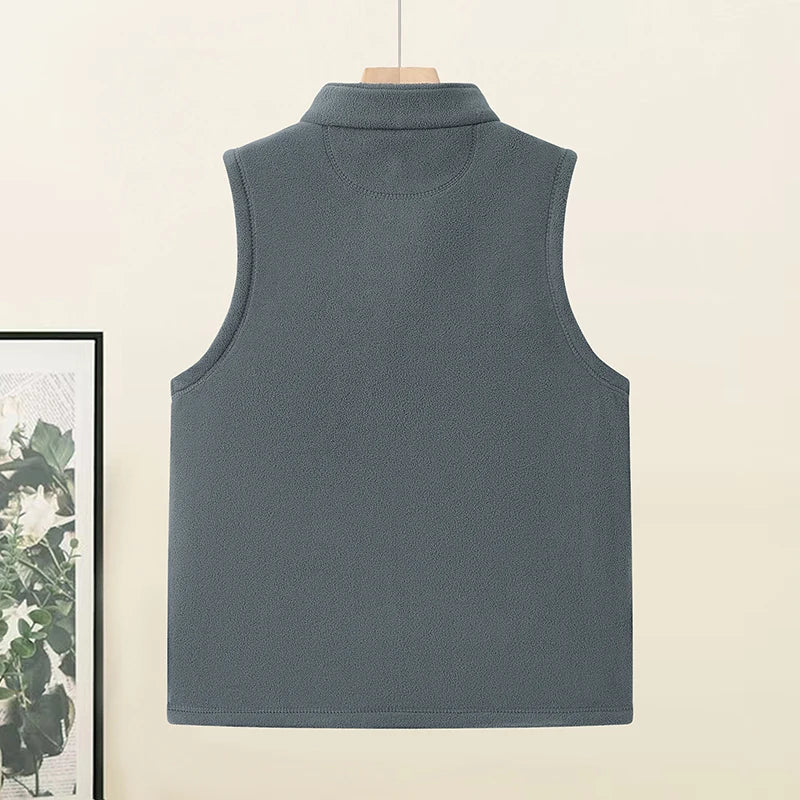Men's High-quality Velvet Vest Autumn Winter Lightweight Outdoor Casual Vest Camping Fishing Zipper Vest Work Clothes