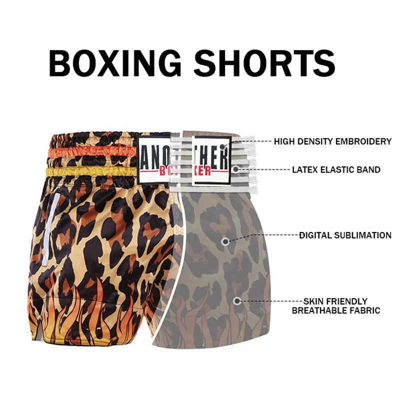 TopFight 2026 Large XXXL Leopard Pattern Boxing Shorts High Waist Muay Thai Pants for Men Women