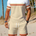 Casual Holiday Beach Men's T - shirt And Shorts 2 Pieces Sets Summer Suit Clothing Stripe Print Sleeve Tee - View 9 | SAMAG