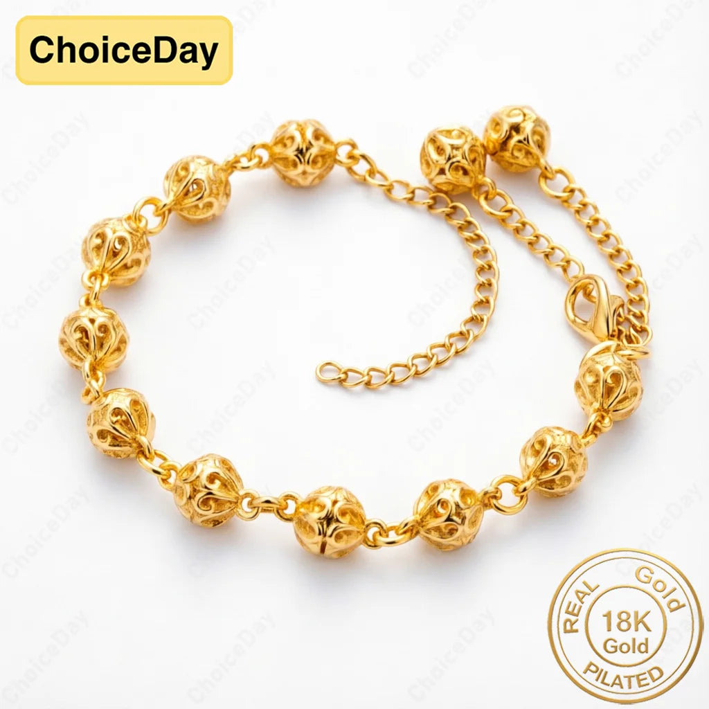 18K Gold Plated Exquisite Openwork Round Bracelet for Women - Fashionable Wedding Jewelry and Party Gift