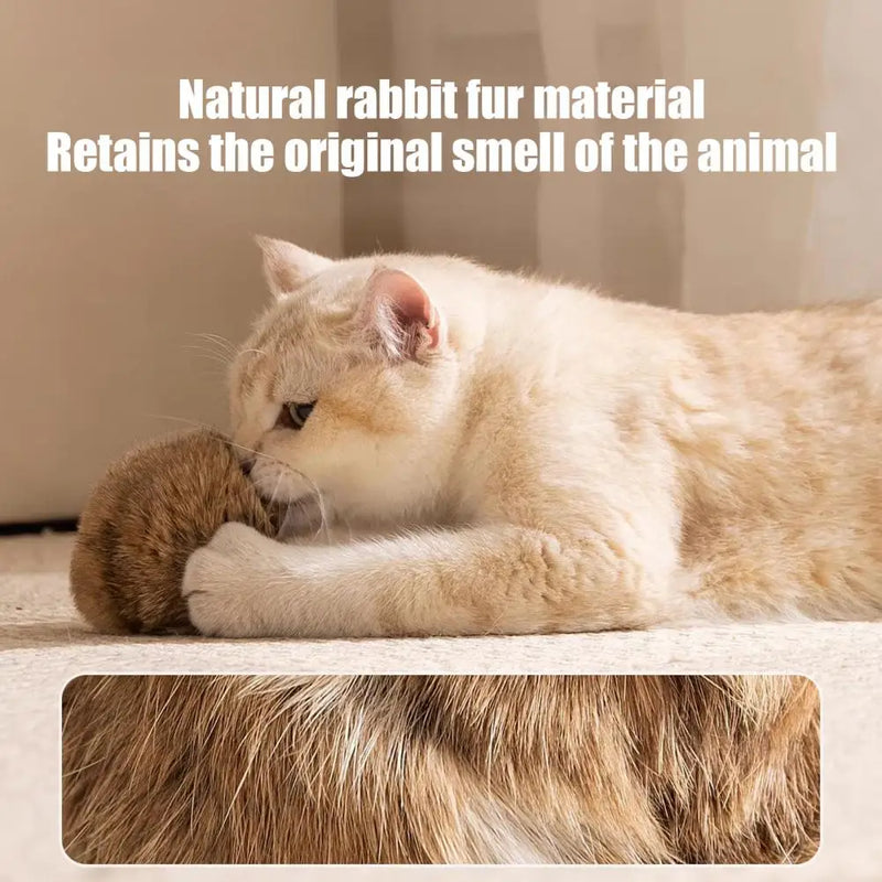 Cat Bunny-kick Ball Furry Ball Cat Toy Soft Fluffy Rabbit Fur Pom Pom Balls Washable Indoor Exercise Toy Stimulates Hunting Play