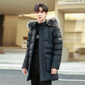Windproof Breathable Thick Padded Down Winter Thick Windproof Warm with Hat Long Cotton Goose Down Men's Woman Outdoor