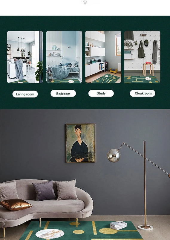 Modern Luxury Rugs Living Room Decoration Home Large Carpet for Bedroom Children's Room Decor Floor Mats Green Porch Doormat