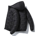 Fashion Men Hiking Down Cotton Jacket Hooded Parkas Zip Pocket Fashion Outerwear Casual Padded Jacket and Coat Men Autumn Winter