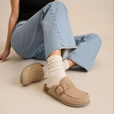 Crestar Women's Genuine Suede Clogs Outdoor Memory Foam | SAMAG
