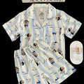 Shin-chan cartoon-patterned pajama set, a short-sleeved top and matching shorts, comfortable summer homewear