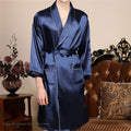 Men's Ice Silk Sleepwear Kimono Bathrobe Gown Long Robe Pajamas Two Piece Set Print Tiger Loose Casual Homewear Lounge Wear