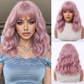 Short Silver Gray Curly Wavy Synthetic Wigs with Bangs for Women Grey Bob Cosplay Party Lolita Natural Hair Wig Heat Resistant