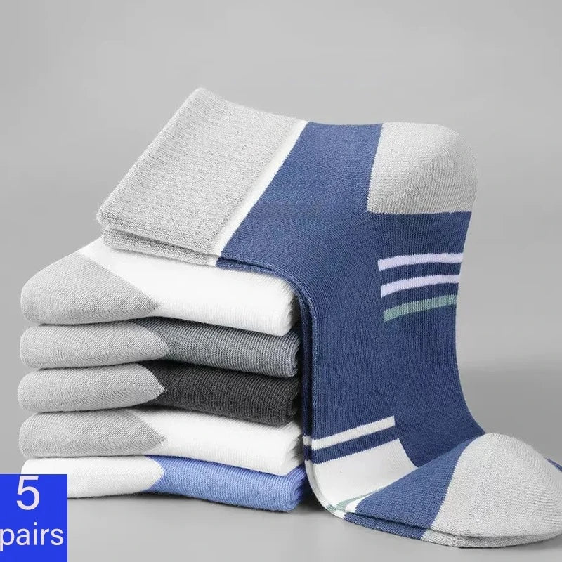 (5 pairs) plus size men's and women's striped socks | SAMAG