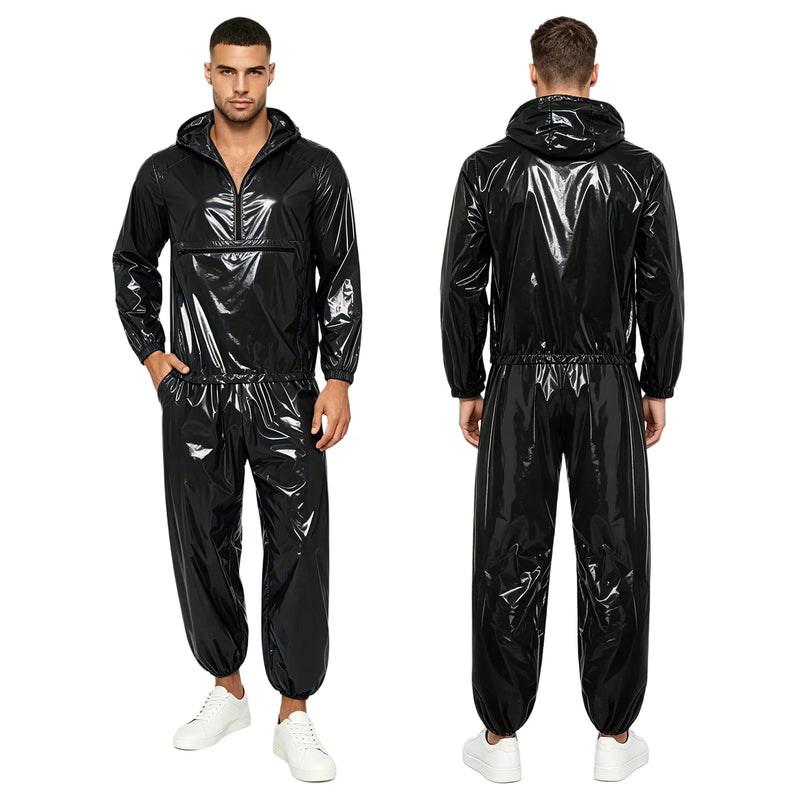 Men Waterproof Glossy Jacket Tops with Jogging Pants Hip | SAMAG