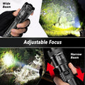 2000LM Ultra Bright P50 LED Flashlight Tactical EDC Torch Telescopic Zoom Type-C Rechargeable Emergency Spotlight for Camping