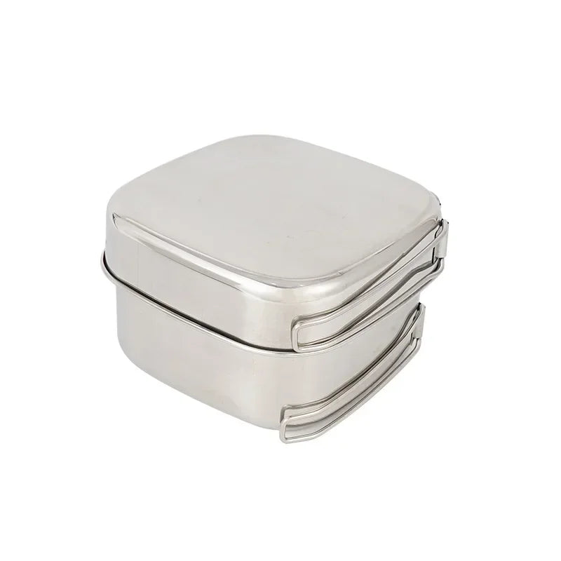 CLS Outdoor 6-Piece Stainless Steel Camping Cookware Set Portable Hiking Picnic Bowl 3-4 Person Barbecue Combination
