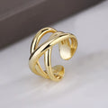 VENTFILLE 925 Sterling Silver Irregular Design Wave Golden Stackable Finger Rings Trendy Adjustable For - Visuel 7 | SAMAG