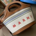 Elegant Mini Tote Bag with Leather Edges & Unique Cutout Handle