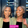 Straight Short Bob Wig Human Hair 13x4 Transparent Lace Front Wigs 230 Density Natural Black Bone Straight Short Human Hair Wigs