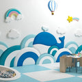 Cartoon Dolphin Wall Sticker Self-adhesive Blue Children's Room Bedside Soft Bag Anti-collision Cartoon Background Wall Backrest