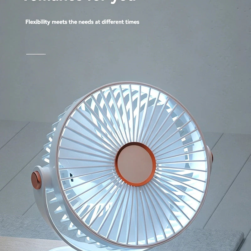 New 3 in 1 Portable Mini Clip Fan Rechargeable Air Circulator Wireless Electric Fan With Led Light Clip-on Home handheld Fan