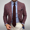 Casual Plaid Jacket Men Straight Leg Coat Green Youth Single Button Suit Collar Cotton Polyester Multi Pocket Grey Thickened ...