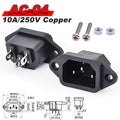 IEC 320 C13 C14 AC Inlet Power Plug Socket 250V 10A Fuse Red Lamp Rocker Switch Rewirable 3Pin Electrical Male Female Connector