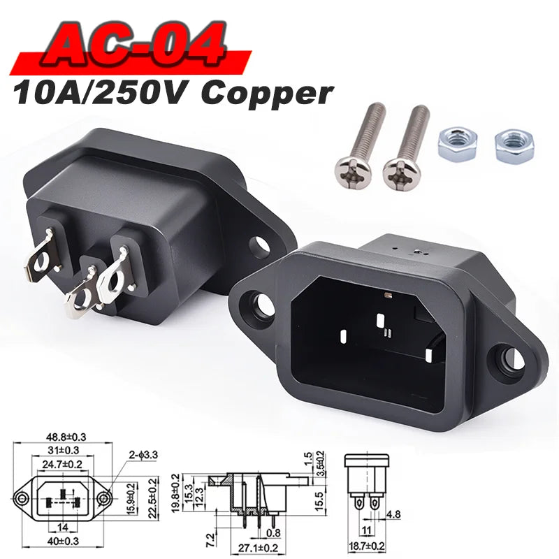 IEC 320 C13 C14 AC Inlet Power Plug Socket 250V 10A Fuse Red Lamp Rocker Switch Rewirable 3Pin Electrical Male Female Connector