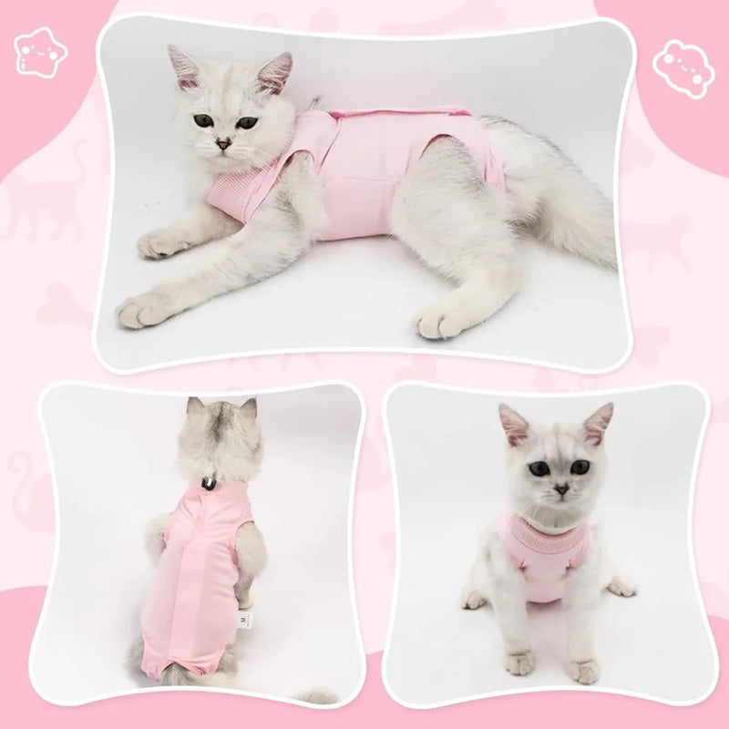 Cat Surgery Recovery Suit - Anti-Licking Onesie for Abdominal Wounds, Spay/Neuter Recovery Bodysuit for Cats & Kittens