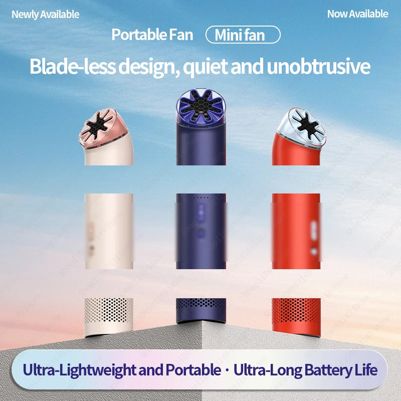 2026 Long Battery Life Leaveless Handheld Mini Wireless Fan Camping Sports Commuting Outdoor Fan Cold Air Summer Small Fan