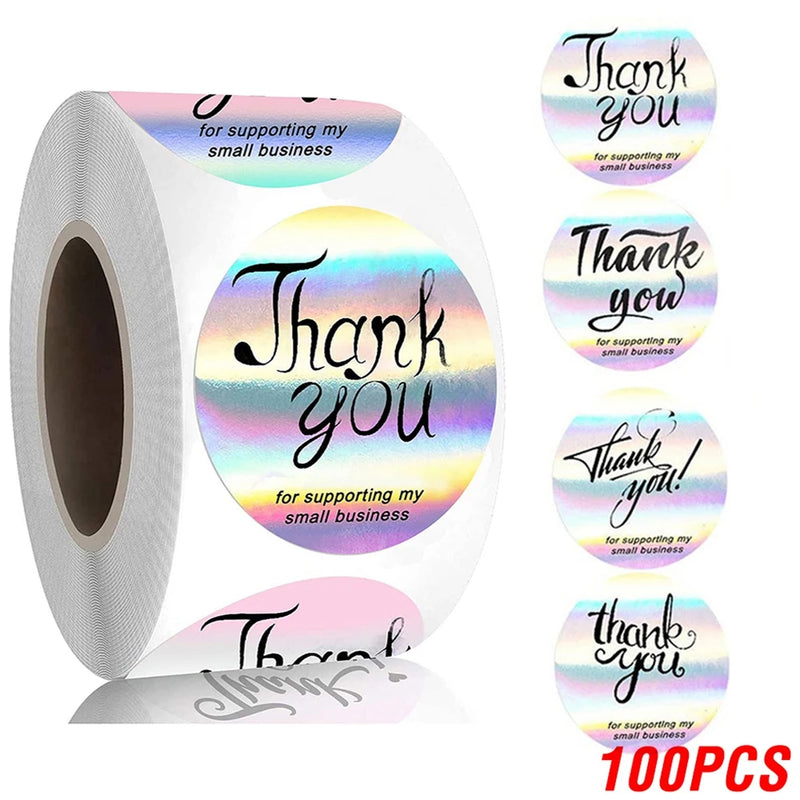 100 - Rainbow Laser Thank You Stickers 1inch Small - View 22 | SAMAG