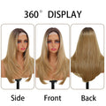 210g/pcs 180% Density Lace Wig 6-24-613 Color Middle Part Glueless Lace Wigs 24 Inch Ombre Blonde Synthetic Hair Daily Use Wigs