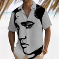 Simple Men's Shirt 3d Face Print Short Sleeve Beach | SAMAG